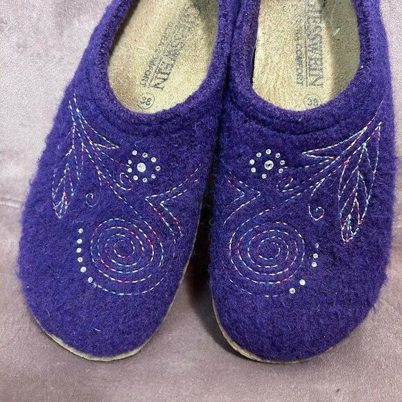 Giesswein Women's Wool Slip On Slippers EUR 38 US 8 Purple Floral - Picture 10 of 10